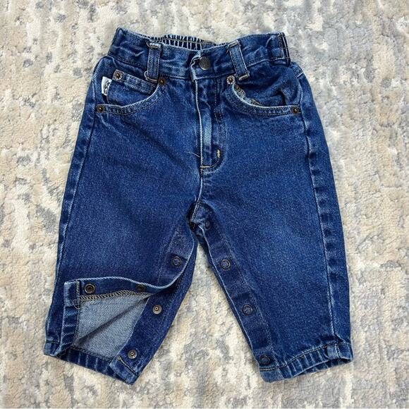 Vintage 90s Sprockets Denim Jeans Diaper Snaps Size 12 months - Picture 1 of 6